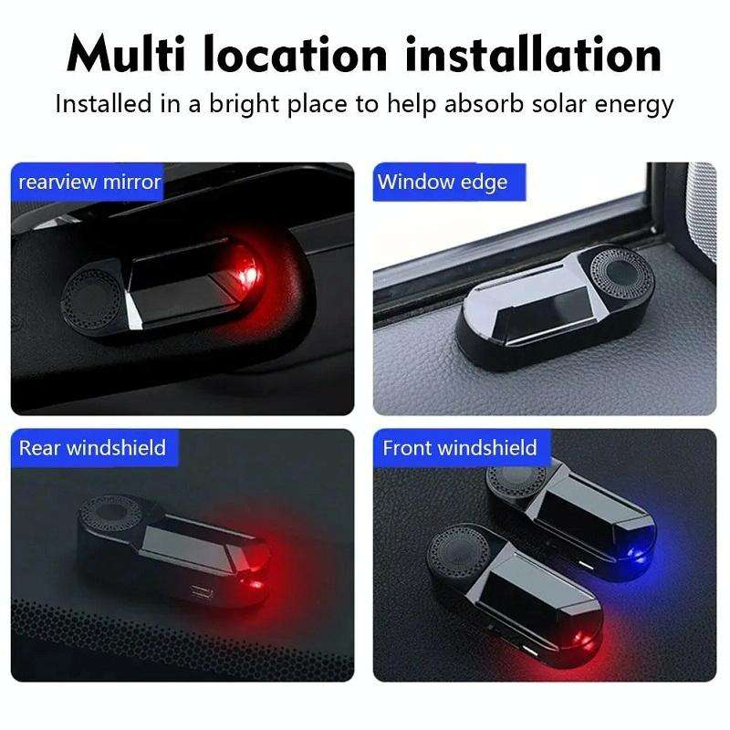 Car Solar Anti-Theft Alarm LED Warning Light With Aromatherapy(Blue Light)