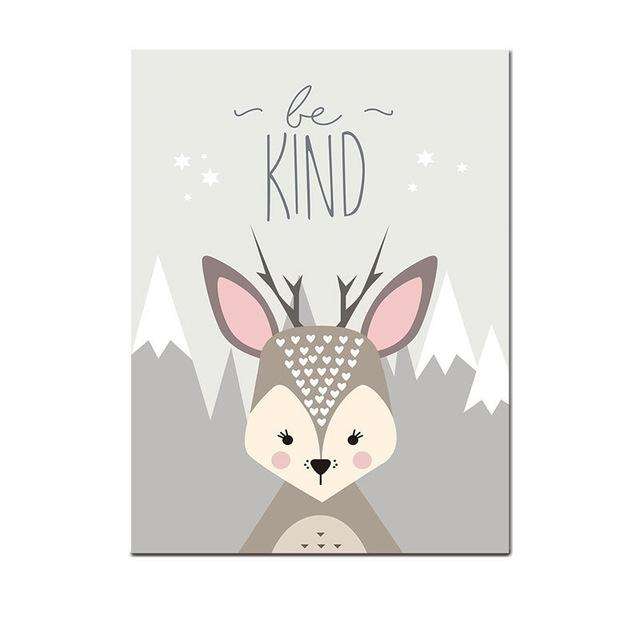 Animal Poster Painting Cartoon Nursery Wall PictureBaby Kids Room Decoration without Frame, Size:...