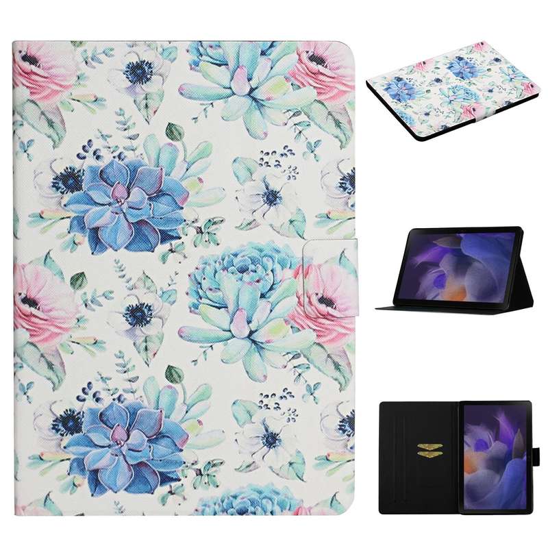 For Samsung Galaxy Tab A9+ Flower Pattern Horizontal Flip PU Tablet Case with Sleep / Wake-up Fun...