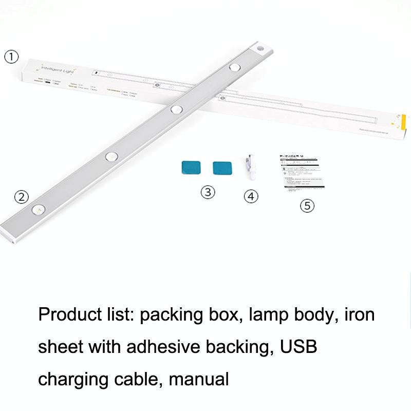 Ultra-thin Smart LED Human Body Sensor Light Bar, Length: 40cm(Piano Black)