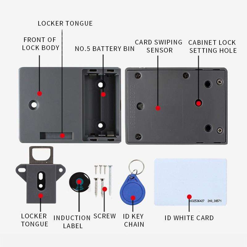 T3 ABS Magnetic Card Induction Lock Invisible Single Open Cabinet Door Lock (White)