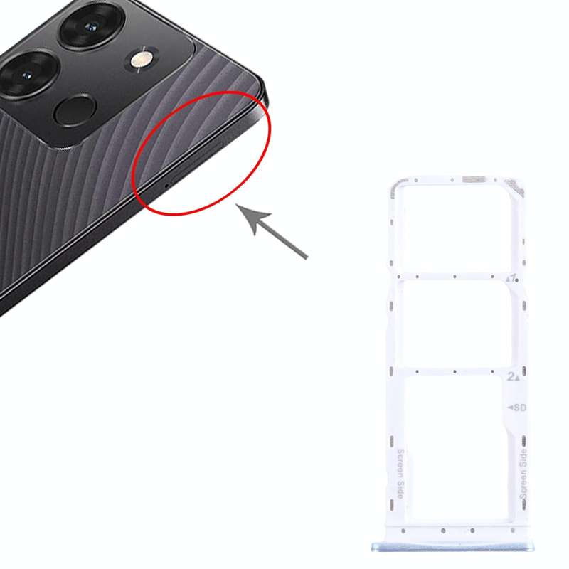 For Infinix Smart 7 India X6517 SIM Card Tray + SIM Card Tray + Micro SD Card Tray (Blue)