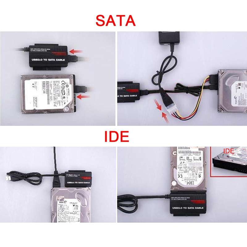 USB 3.0 to IDE/SATA Hard Drive External HDD Adapter(Black)