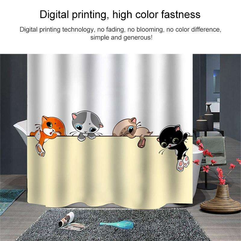 Funny Cat Series Shower Curtain Printing Polyester Waterproof Mildew Shower Curtain, Size:180x180...