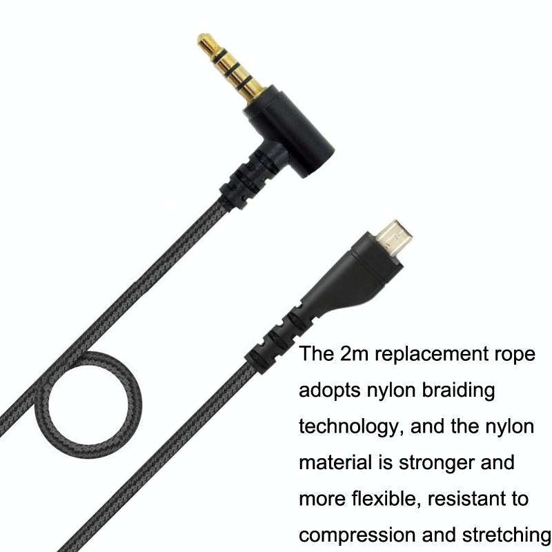 For SteelSeries Arctis 3 5 7 Pro Nylon Weaving Game Headset Cable(Black)