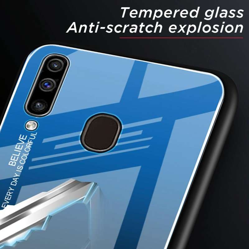 For Galaxy A60 Gradient Color Glass Case(Purple)