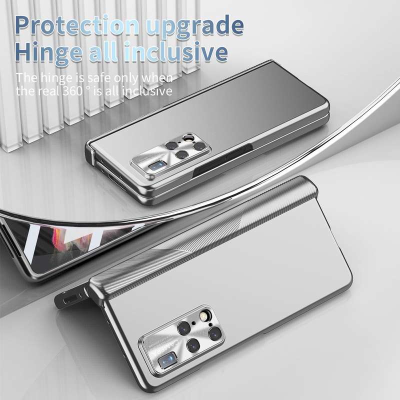 For Huawei Mate X2 Electroplating Hinged Folding Phone Case with S Pen Fold Edtion(Silver)