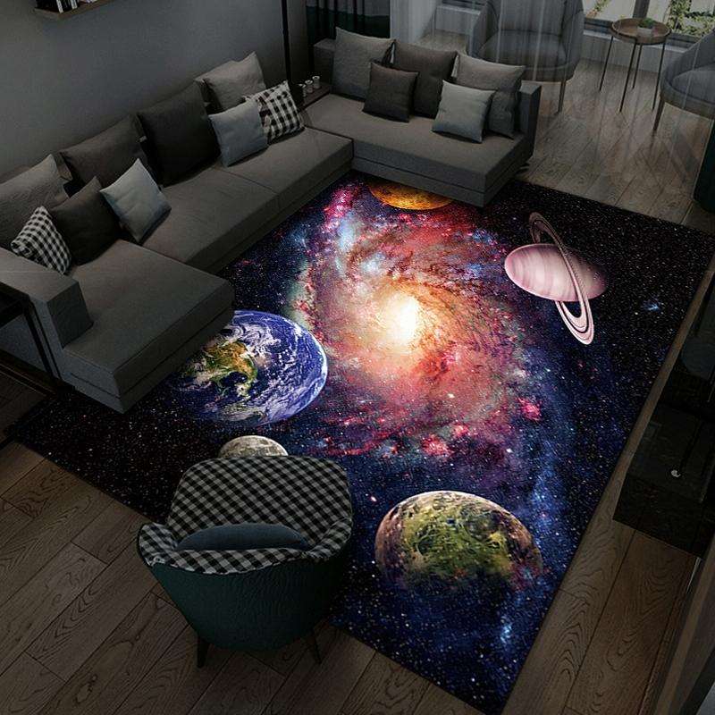 3D Visual Cartoon Cosmic Planet Living Room Carpet, Size: 50x80cm(Cosmic Planet 5)
