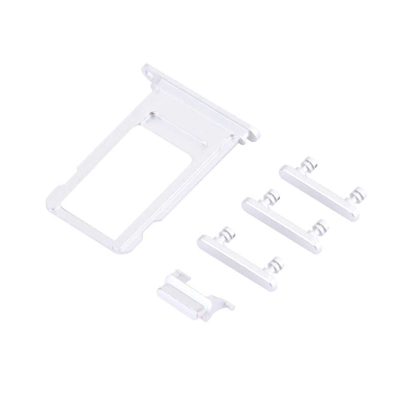 Card Tray + Volume Control Key + Power Button + Mute Switch Vibrator Key for iPhone 7 Plus(Silver)