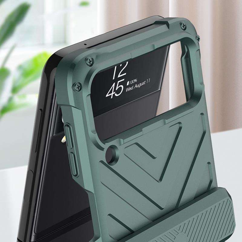 For Samsung Galaxy Z Flip4 GKK Magnetic Folding Swivel Armored Phone Case with Hinges(Black)