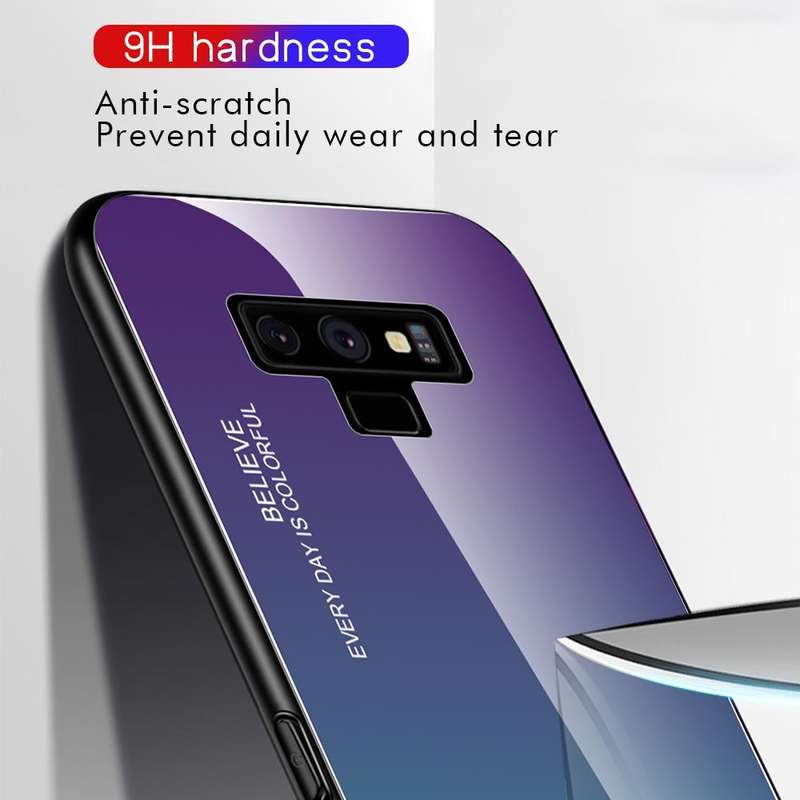 For Galaxy Note 9 Gradient Color Glass Case(Light Purple)