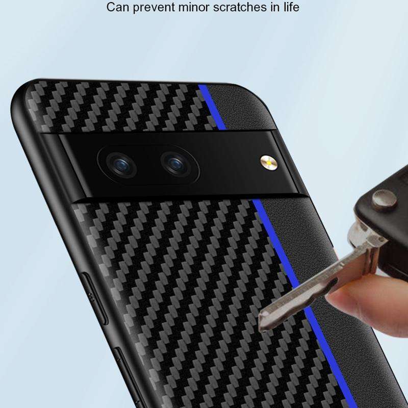 For Google Pixel 7 5G Ultra-thin Carbon Fiber Texture Splicing Phone Case(Blue)
