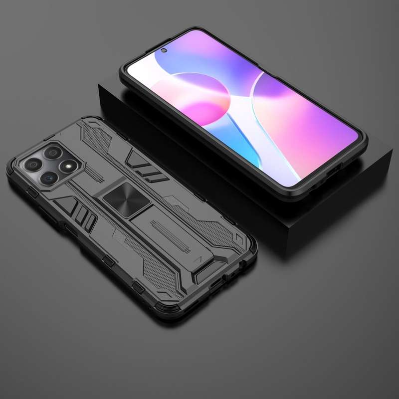 For Honor X30i / Play5T Pro / X8 4G CN Supersonic PC + TPU Holder Phone Case(Black)
