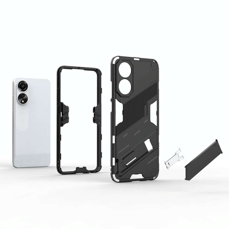 For OPPO A78 4G Punk Armor 2 in 1 PC + TPU Phone Case with Holder(White)