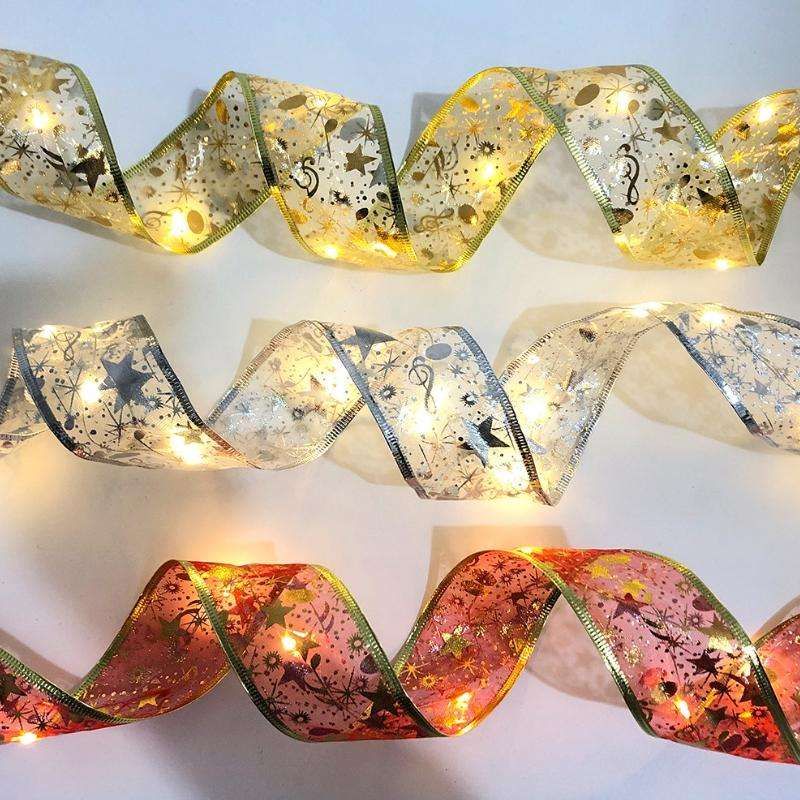 Christmas LED Lights Bronzing Double Ribbon String Lights, Specification: 2m(Silver Warm Light)