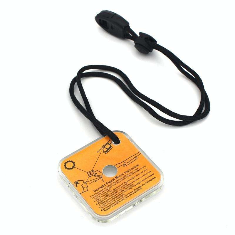Multifunctional Survival Emergency Rescue Reflective Signal Mirror Hiking Outdoor Tool with Whistle