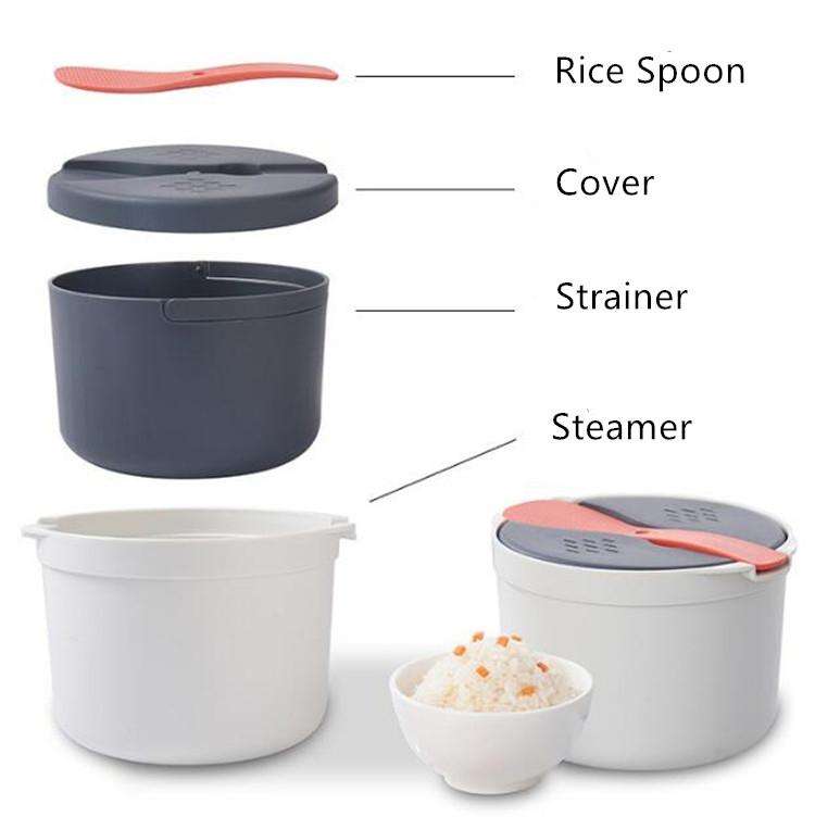 Kitchenware Microwave Oven Utensils Rrice Cooker Heating Steamer Pot Steamed Rice Box(Forest Green)