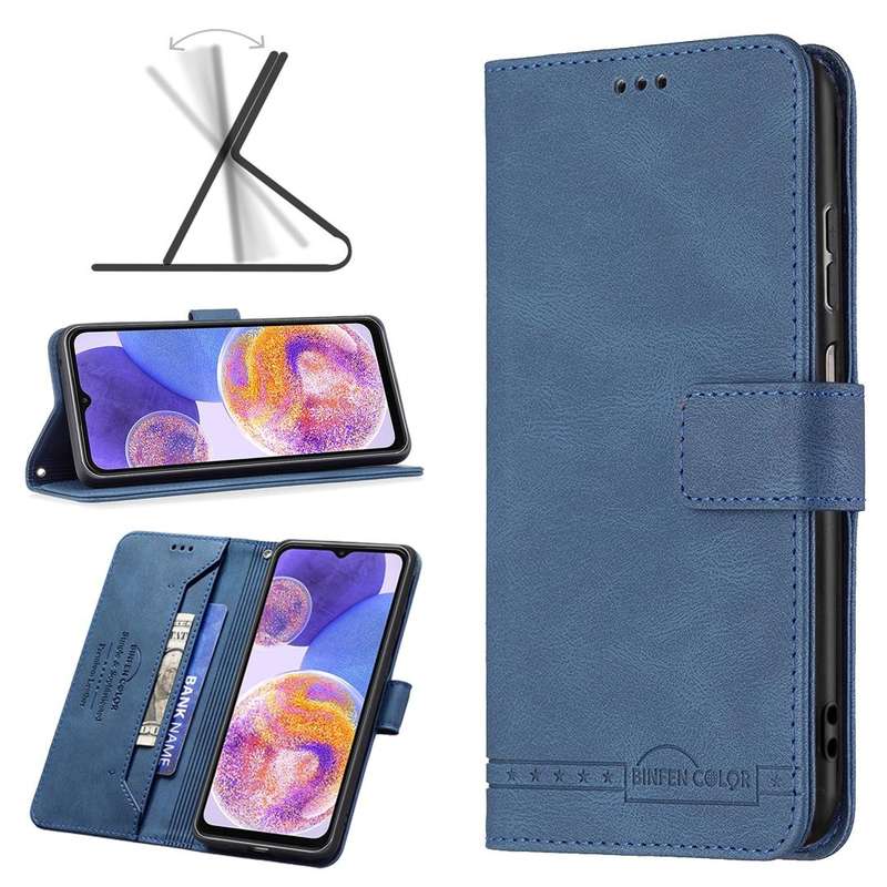 For Samsung Galaxy A23 5G Magnetic Clasp RFID Blocking Anti-Theft Leather Case(Blue)