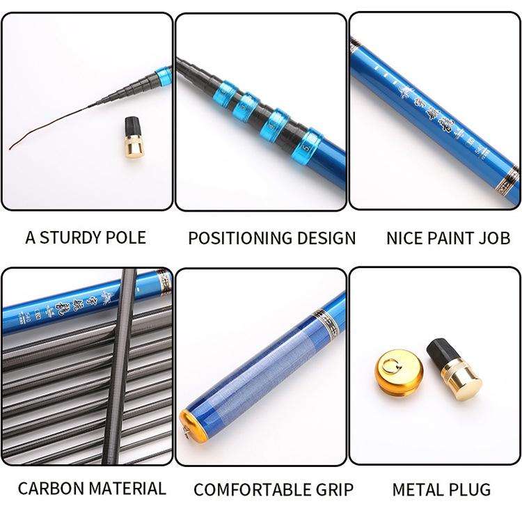 Carbon Short Section Fishing Rod Short Section Positioning Handle Rod, Length: 6.3m(Yellow)