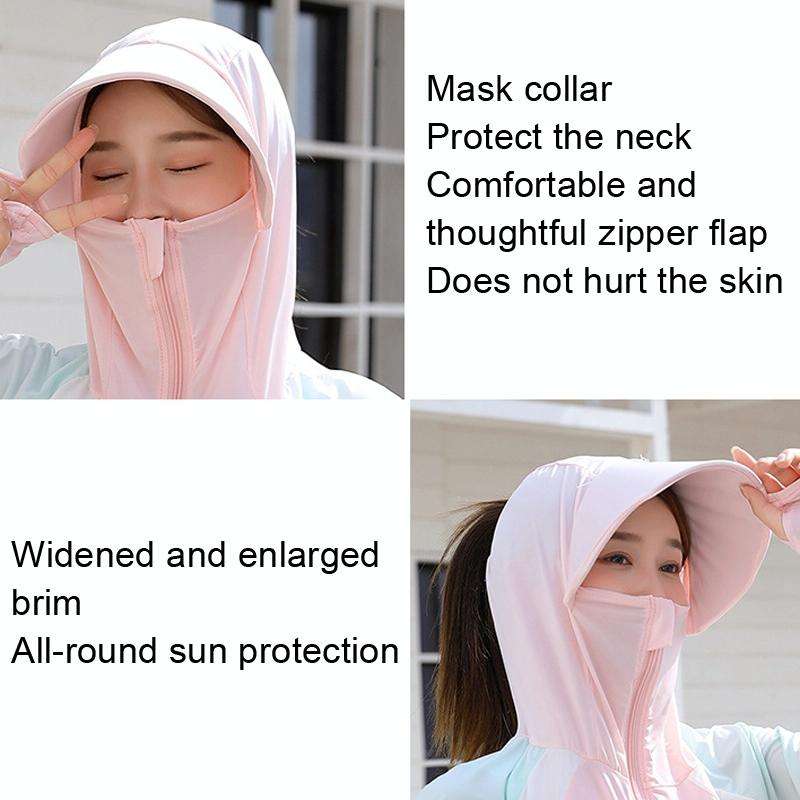 Women Short Shawl Hooded Breathable Sun Protection Clothes Outdoor, Size: One Size(Colorblock Green)