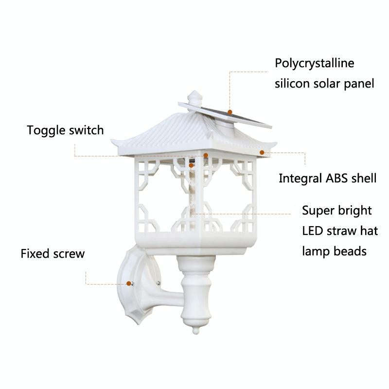 8 LED Solar Outdoor House Appearance Lawn Garden Decoration Light(Black Floor Lamp)