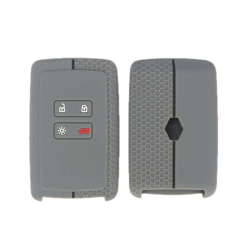 For Renault Koleos/Megane 2pcs 4 Button Honeycomb Pattern Silicone Key Cover(Dark Gray Black Line)