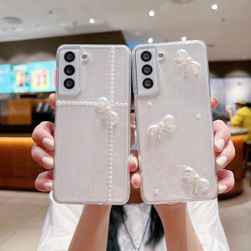 For Samsung Galaxy A24 5G Pearl Bow Glitter Epoxy TPU Phone Case(Three Knots)