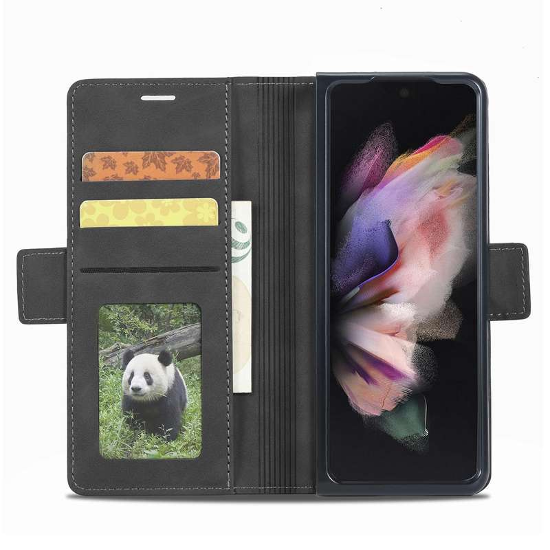 For Samsung Galaxy Z Fold3 5G Forwenw Dual-side Buckle Leather Phone Case(Black)