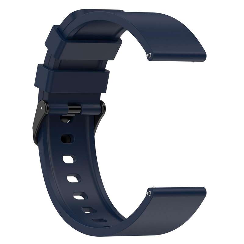 For Amazfit Bip 3 20mm Step Silicone Strap Stainless Steel Black Buckle(Midnight Blue)