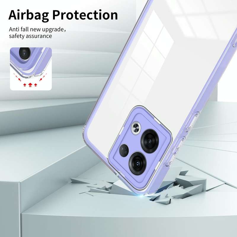 For OPPO Reno8 5G 3 in 1 Clear TPU Color PC Frame Phone Case(Purple)