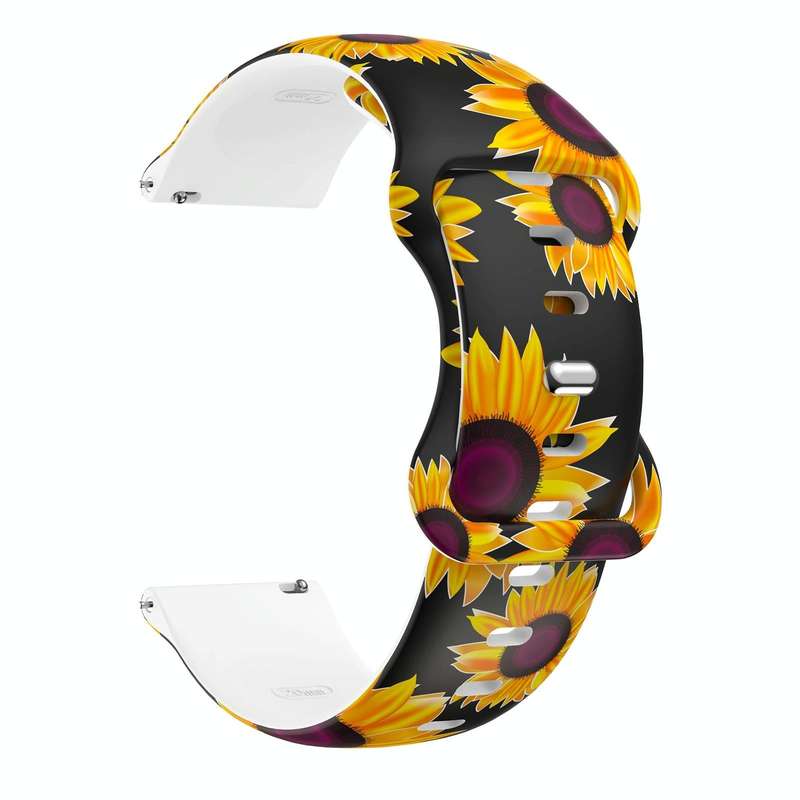 For Fitbit Versa Printing Butterfly Buckle Silicone Watch Band(Sun Flowers)