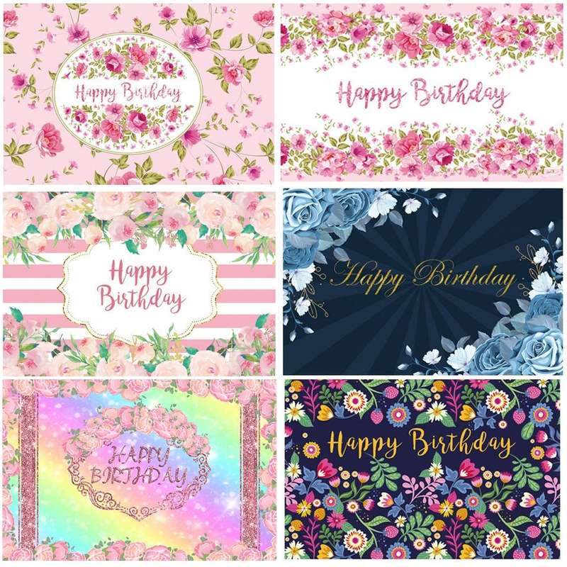 1.5m x 1m Flower Series Happy Birthday Party Photography Background Cloth(MSD00702)