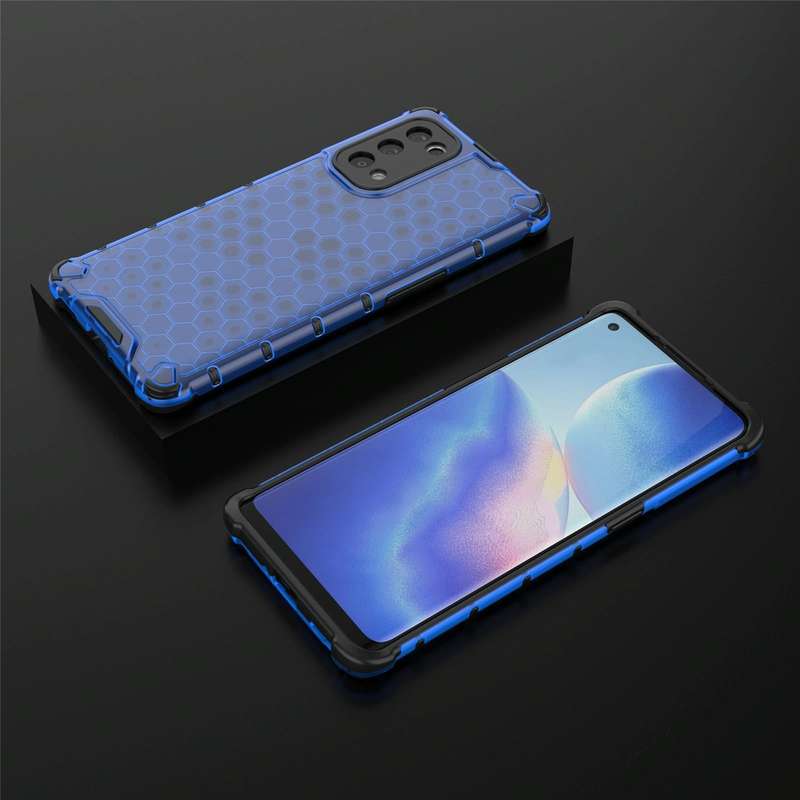 For Oppo Reno5 Pro 5G Shockproof Honeycomb PC + TPU Case(Blue)