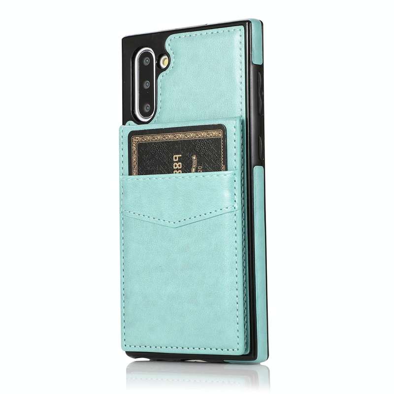 For Samsung Galaxy Note10 Solid Color PC + TPU Protective Case with Holder & Card Slots(Green)
