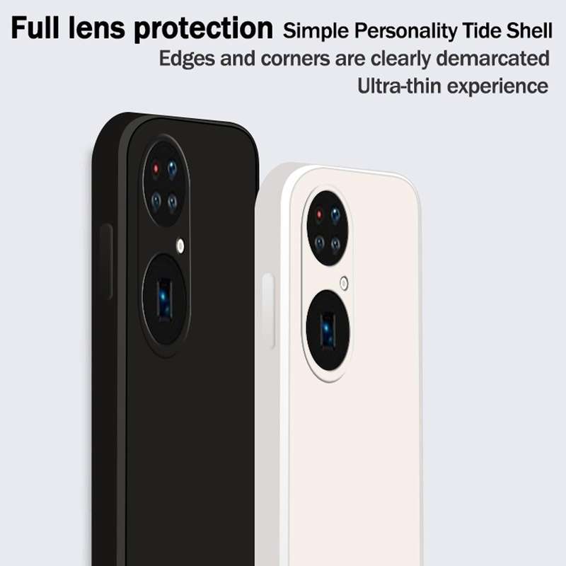For Huawei P50 Pro Solid Color Imitation Liquid Silicone Straight Edge Dropproof Full Coverage Pr...