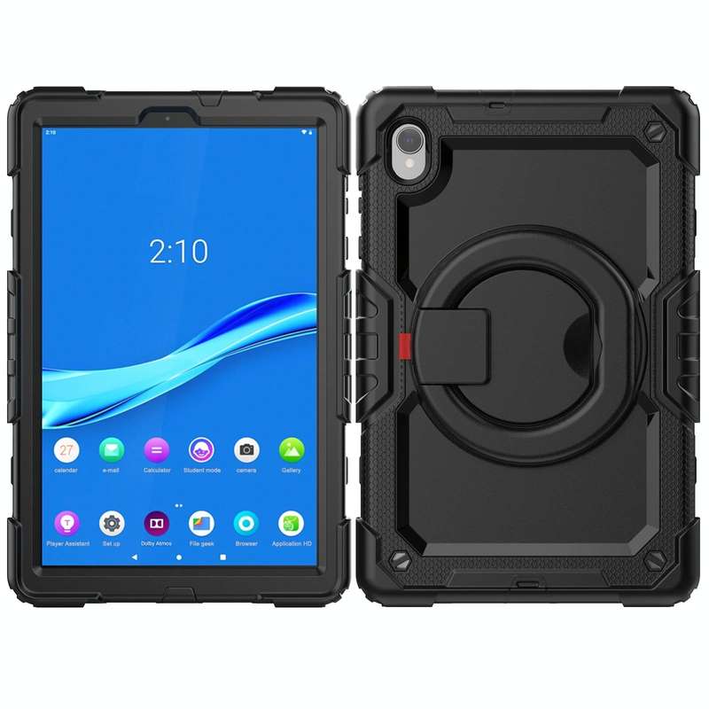 For Lenovo M10 Plus X606F Silicone + PC Holder Tablet Case(Black)