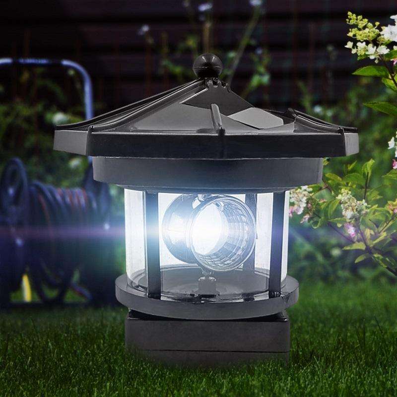 Outdoor Waterproof LED Solar Rotating Lighthouse Garden Decoration Induction Landscape Light(Red)