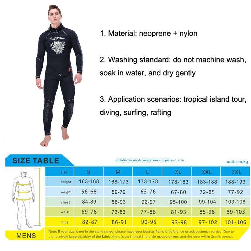 SLINX Thickened Long-sleeved Split Wetsuit With Headgear, Size: XXXL(Jacket)