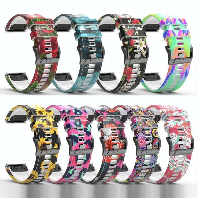 For Garmin Forerunner 965 / 955 / 945 / 935 Printing Quick Release Silicone Watch Band(Colorful)