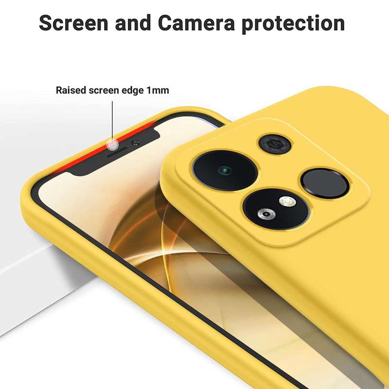 For itel A04 Pure Color Liquid Silicone Shockproof Phone Case(Yellow)