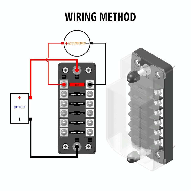 CS-978A1 FB1901 1 In 6 Out Independent Positive Negative Fuse Box without Fuse Piece for Auto Car...