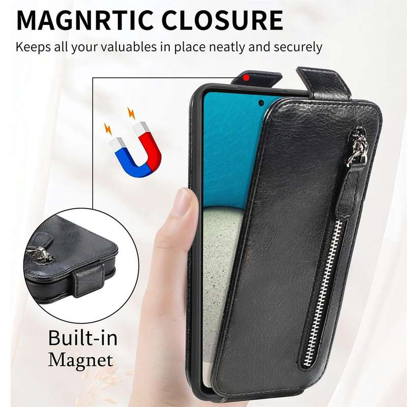 For Samsung Galaxy A73 5G Zipper Wallet Vertical Flip Leather Phone Case(Black)