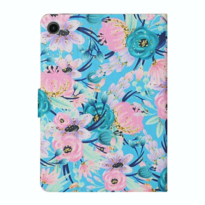 For Samsung Galaxy Tab A9 Flower Pattern Horizontal Flip PU Tablet Case with Sleep / Wake-up Func...