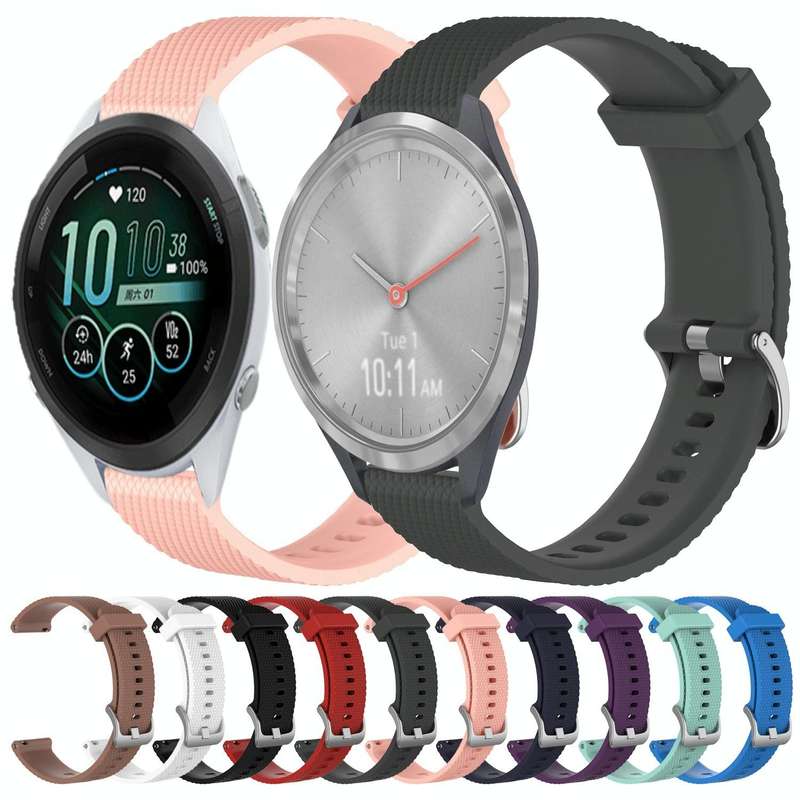 For Garmin Vivomove 3S 18mm Diamond Textured Silicone Watch Band(Sky Blue)