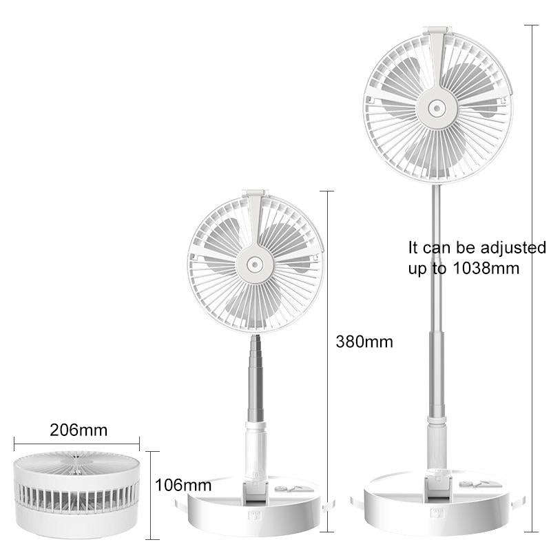 Humidifying and Moisturizing Spray Fan USB Charging Desktop Portable Folding Fan (White)