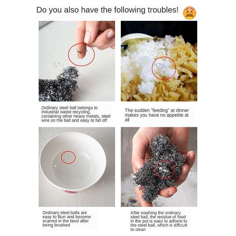Stainless Steel Square Cast Iron Cleaner Pot Brush Scrubber Home Cookware Kitchen Cleaning Tool, ...