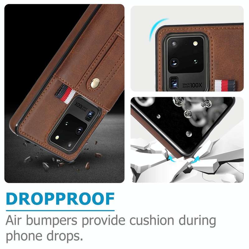 For Samsung Galaxy Note20 Ultra Wristband Kickstand Wallet Leather Phone Case(Brown)