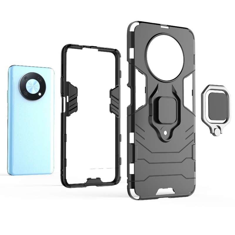 For Huawei nova Y90/Enjoy 50 Pro Shockproof PC + TPU Protective Case with Magnetic Ring Holder(Bl...