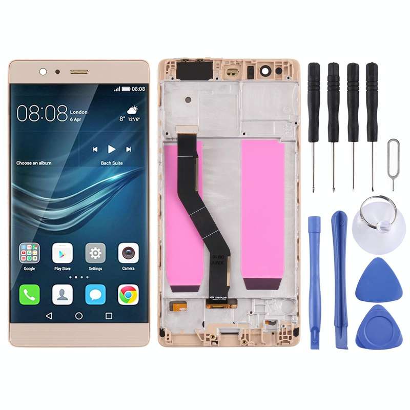 OLED LCD Screen for Huawei P9 Plus Digitizer Full Assembly with Frame(Gold)