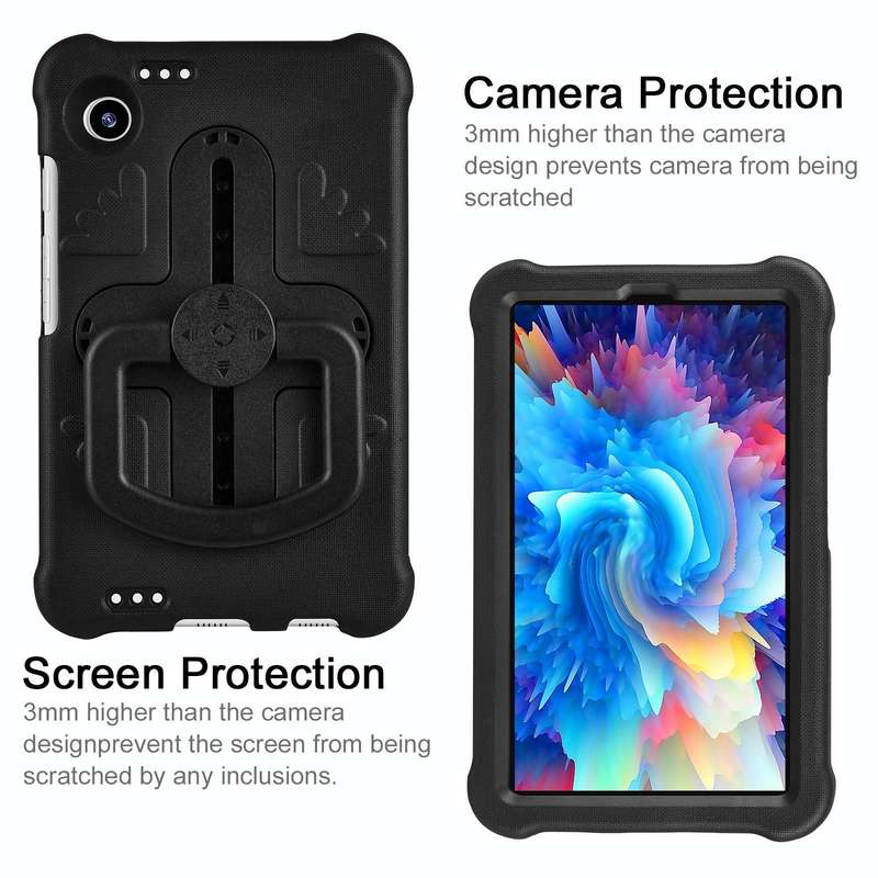 For Samsung Galaxy Tab A9 Shield 360 Rotation Handle EVA Shockproof PC Tablet Case(Black)